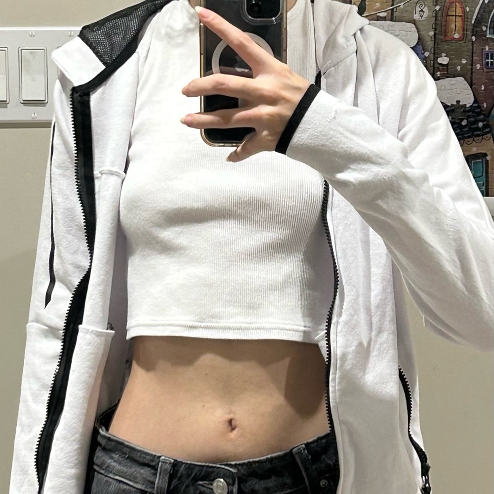 Lumberjack/ white zippered sweatshirt